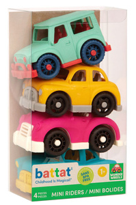 Komplet 4 małych autek jeep kabrio taxi retro Mini Riders Wonder Wheels Battat BT1045Z