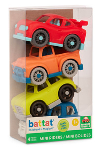 Komplet 4 małych autek z wyścigówką i radiowozem Mini Riders Wonder Wheels Battat BT1045Z