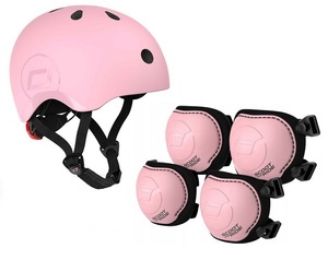 Scoot and Ride Zestaw Kask i Ochraniacze Rose S-M dla dzieci 3+ do bezpiecznej jazdy