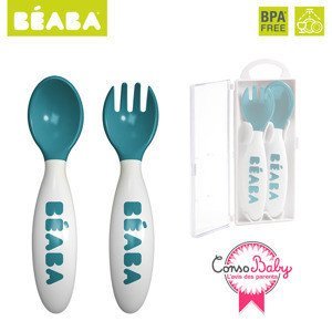 Beaba Sztućce plastikowe w etui blue 913398- Beaba, sztućce dla dzieci