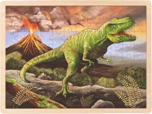 Puzzle T-Rex 96 elementów 57389-Goki, zabawki drewniane