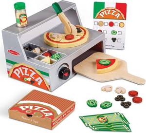 Top & Bake - drewniana lada i piec do robienia pizzy 34 el 19465- Melissa & Doug, zabawa w gotowanie 