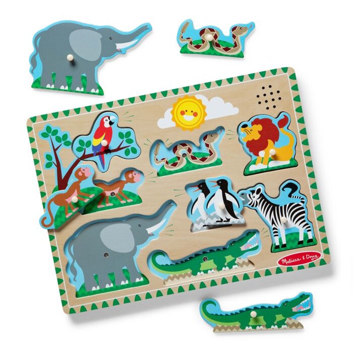 Drewniana układanka z dźwiękiem zwierząt ZOO Melissa & Doug 10727