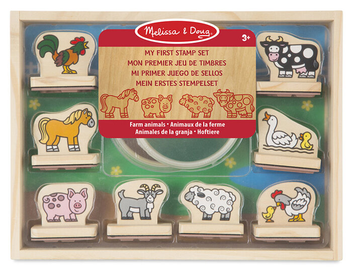 Stempelki Mój pierwszy drewniany zestaw pieczątek Zwierzęta na farmie Melissa and Doug 12390-MD 