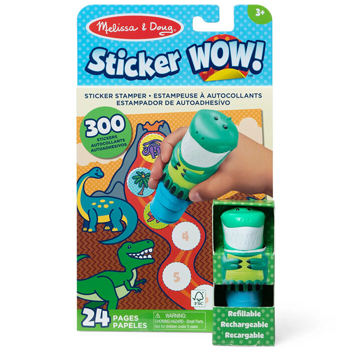 Sticker Wow stempel z naklejkami Dinozaur 32012 Melissa & Doug książeczka z naklejkami