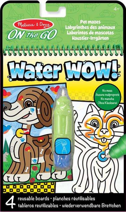 Wodna kolorowanka z labiryntami Water Wow Zwierzęta domowe 19484-Melissa & Doug, książeczki wielokrotnego użytku