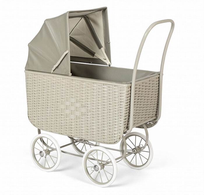 Wózek retro dla lalek Doll Pram Retro Rattan Grey Astrup 84176